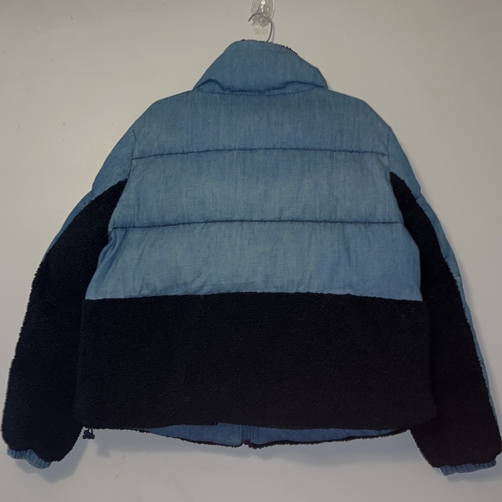New Tommy Hilfiger Tommy Jeans Denim Sherpa Puffer Jacket - Picture 2 of 12
